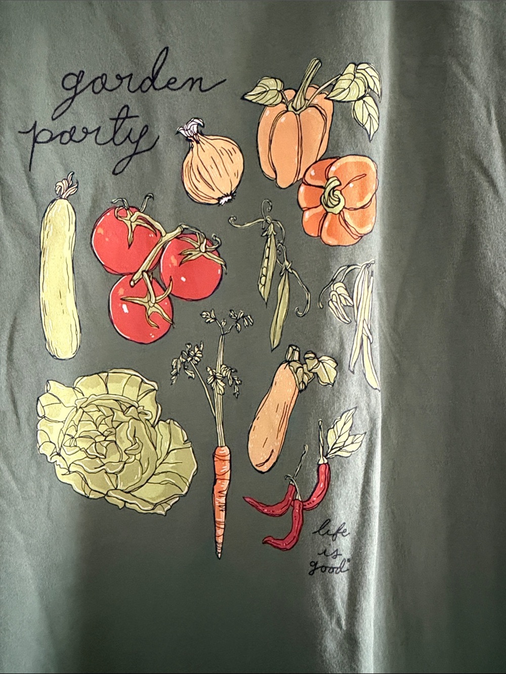 Life Is Good Green Short Sleeve Tee with Garden Veggie Print - Picture 3 of 4